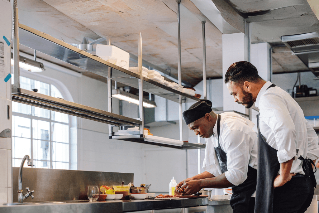 Chefs serving food