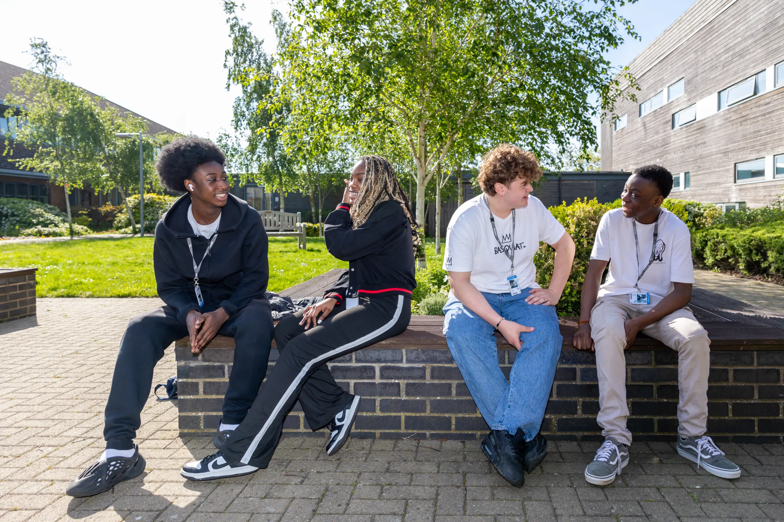 Students sitting outside enjoying a break